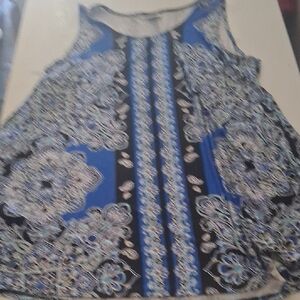 Avenue Blue and Black Floral Women's Blouse